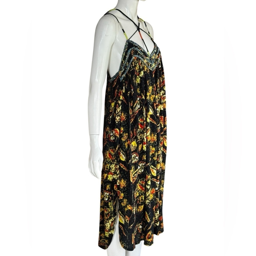 Free People Bohemian Garden Party Cotton Blend Knit Dress In Black Combo S L G#3 - Picture 5 of 16
